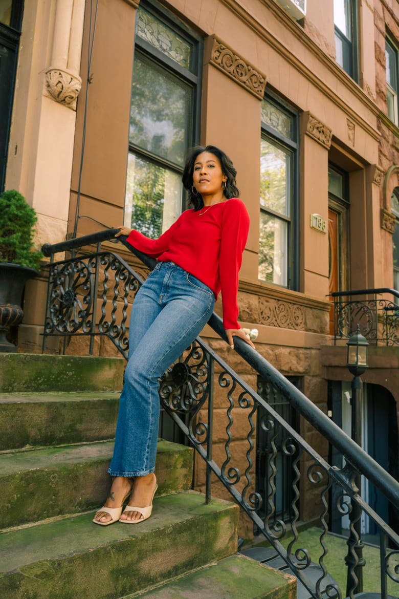 The Kate Petite Straight Leg Jean, Alternate, color, Sapphire