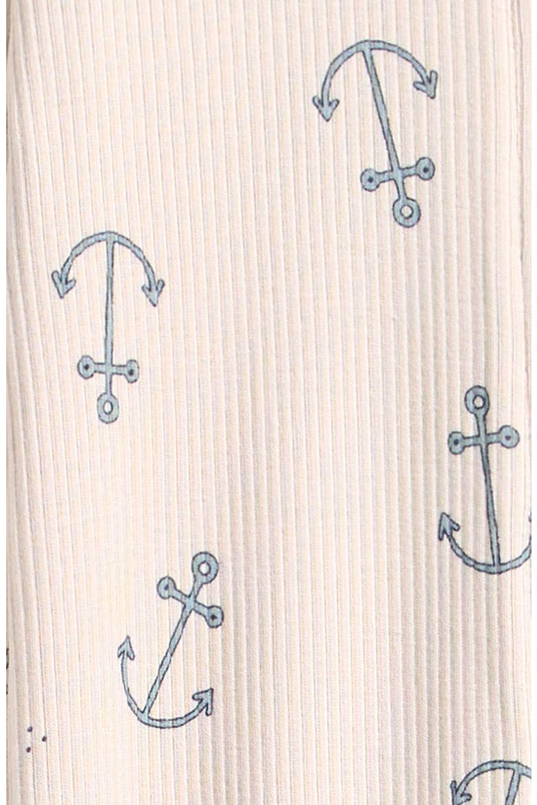 Anchors Rib Stretch Organic Cotton Footie, Alternate, color, BEIGE