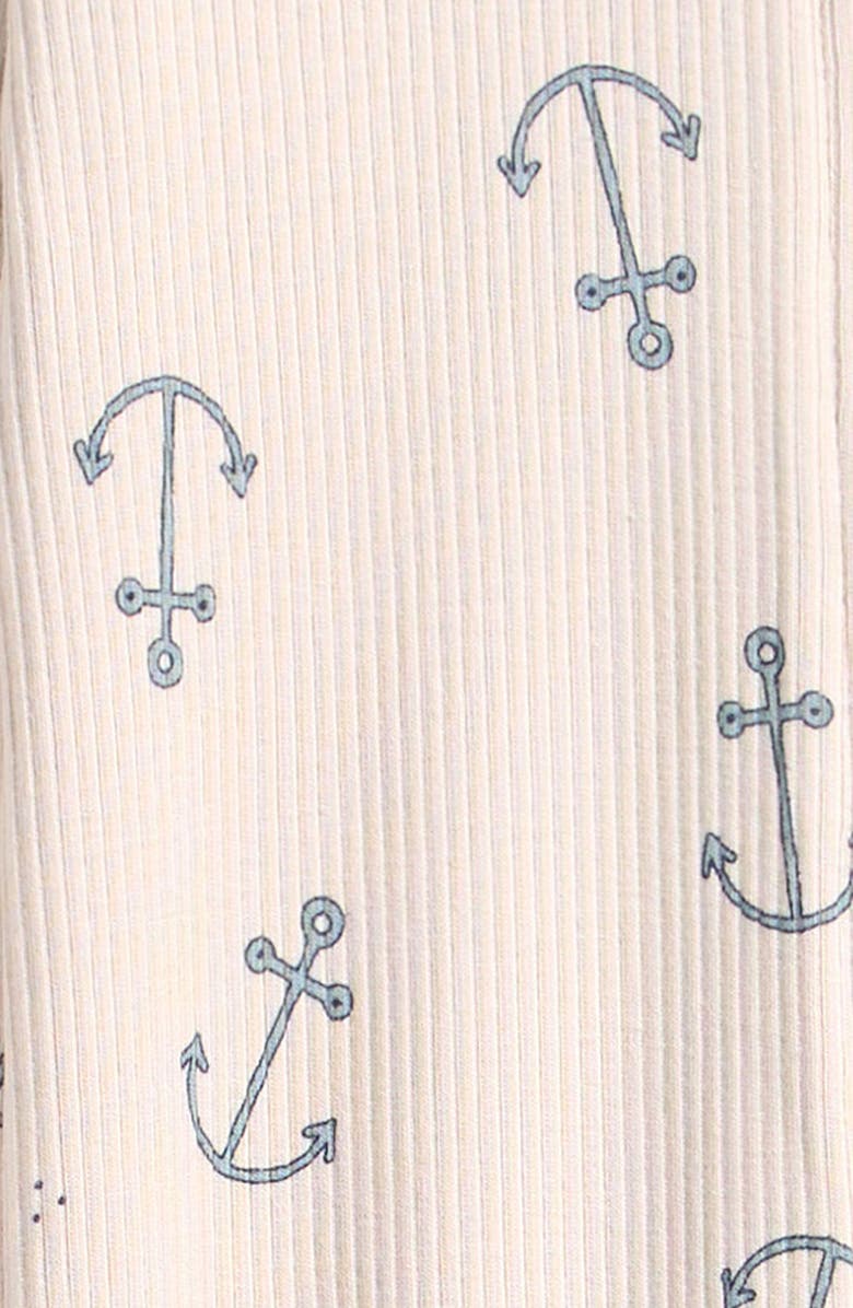 Petit Lem Anchors Rib Stretch Cotton Footie, Alternate, color, Beige