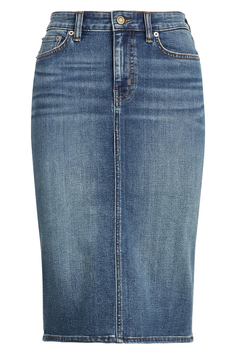 Denim Skirt, Alternate, color, SUNSET INDIGO WASH