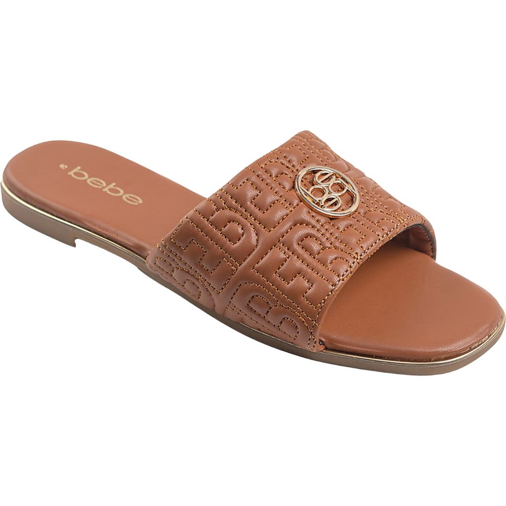 Bebe Quilted Slide Sandal In Cognac