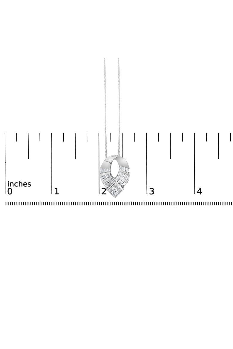 14k White Gold 1 5/8 Cttw Invisible Set Diamond Curved Oval Shape Pendant Necklace, Alternate, color, White