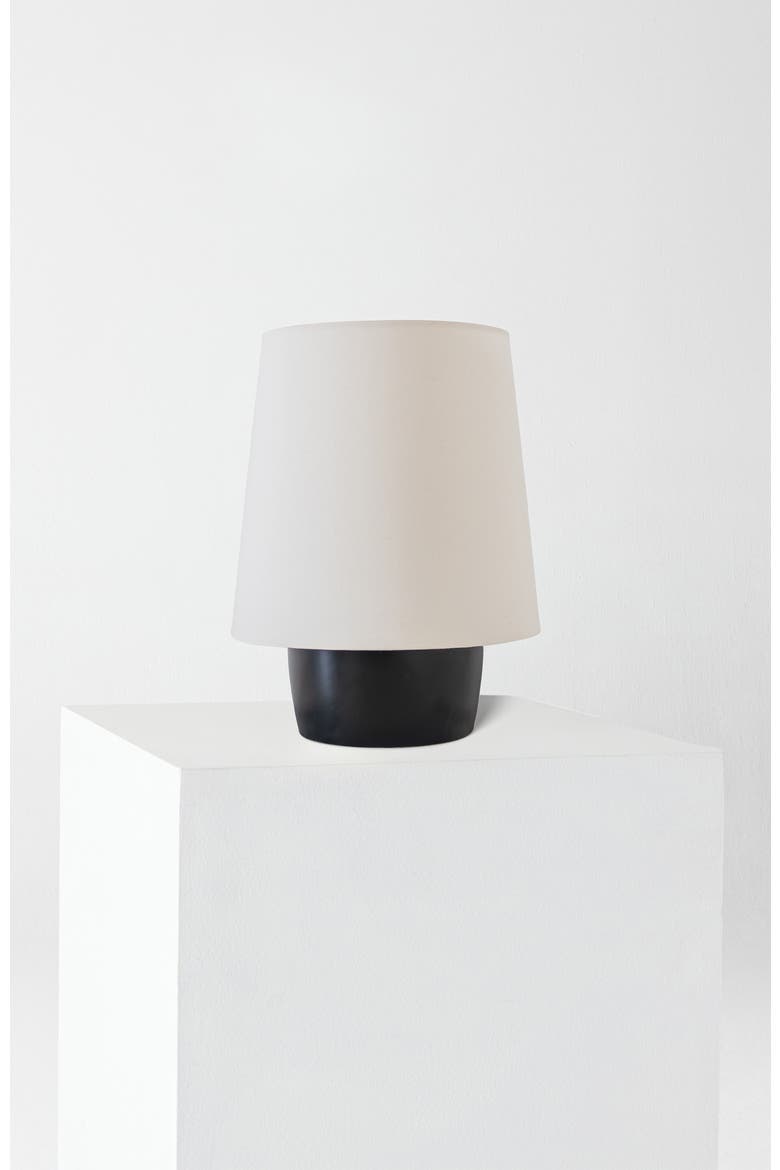 Dan 14" LED Classic Table Lamp with Cream Tapered Drum Shade and Heavy Ceramic Base, Bulb Included, Main, color, Classic Black