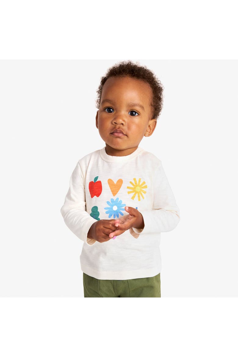 Baby Long Sleeve Rainbow Garden Tee, Alternate, color, Oat Stacked Garden