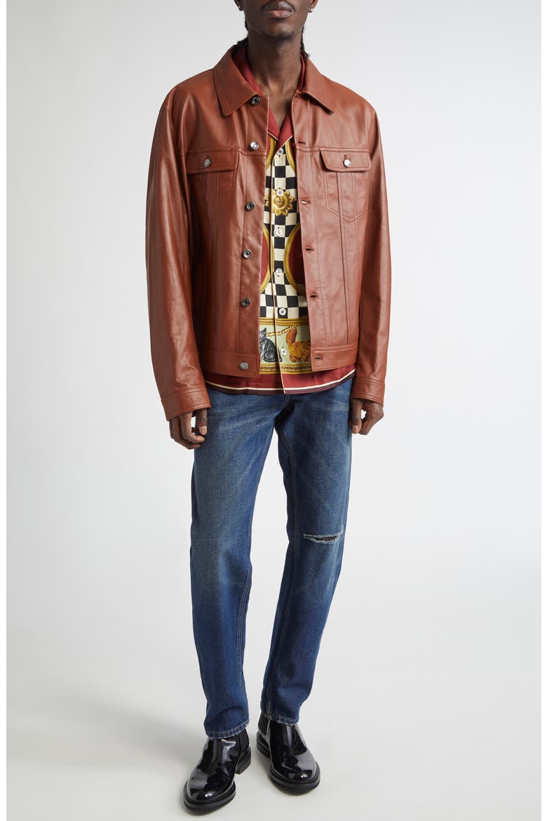 Leather Trucker Jacket, Alternate, color, A0227 RAME 2