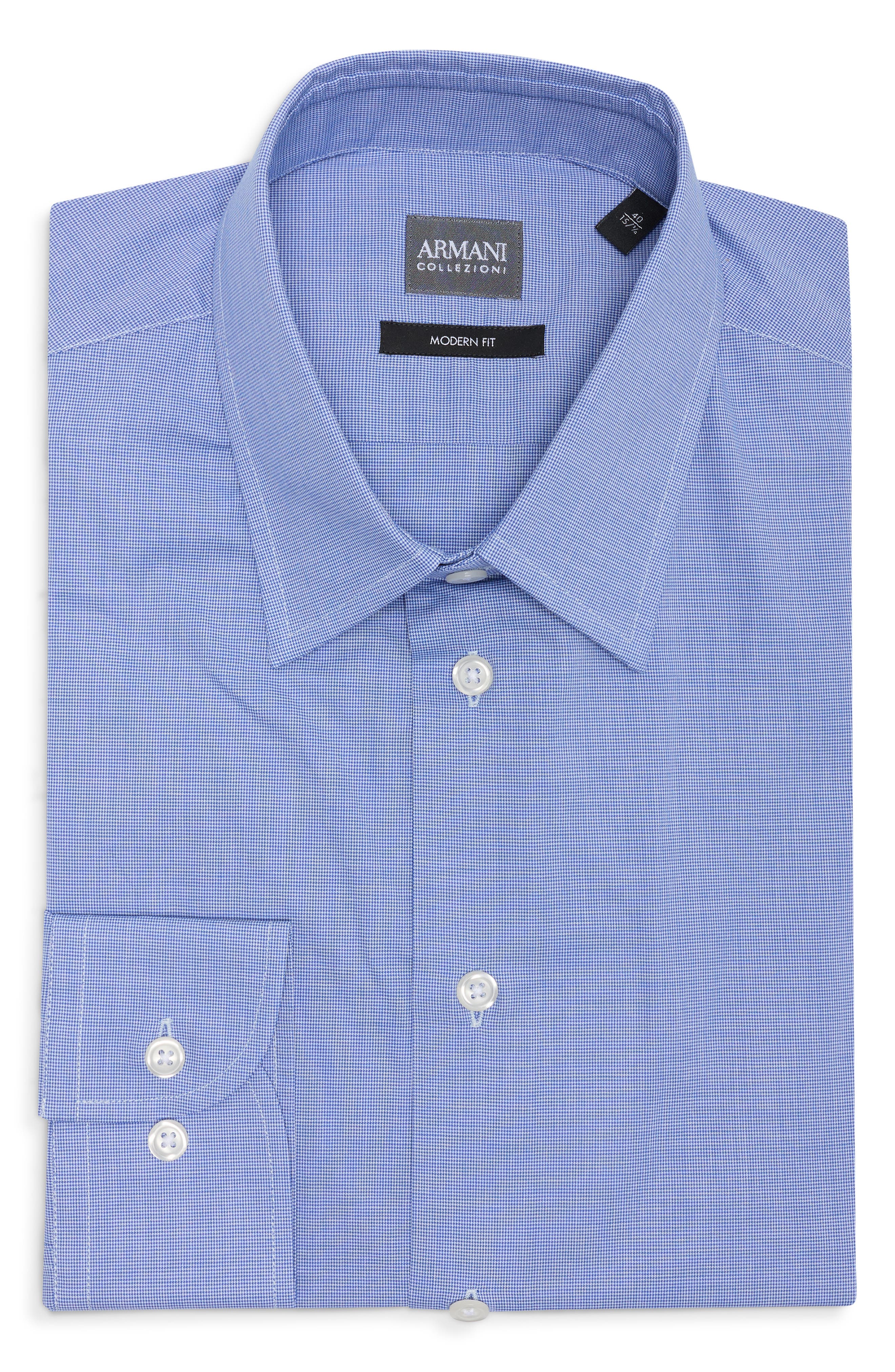 Modern Fit Dogtooth Cotton Dress Shirt