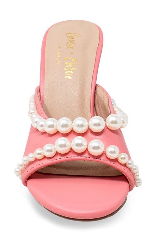 Chase & Chloe Chase And Chloe Faux Pearl Embellished Sandal In Pink