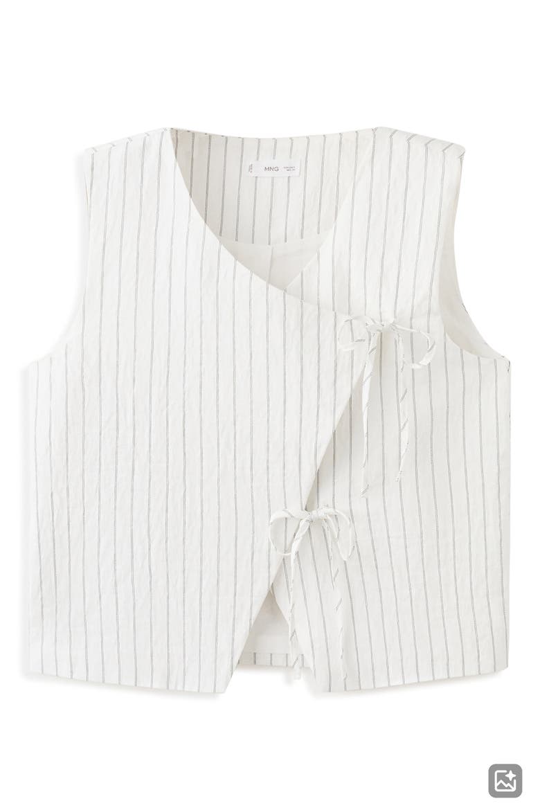 Striped Gilet with Tie Detail, Alternate, color, OFF WHITE