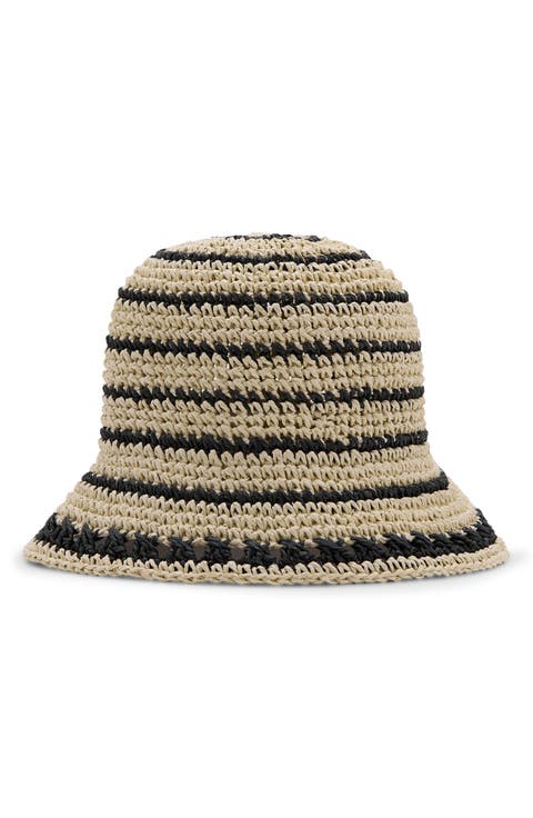 Stripe Straw Bucket Hat