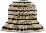 MANGO TEEN Stripe Straw Bucket Hat