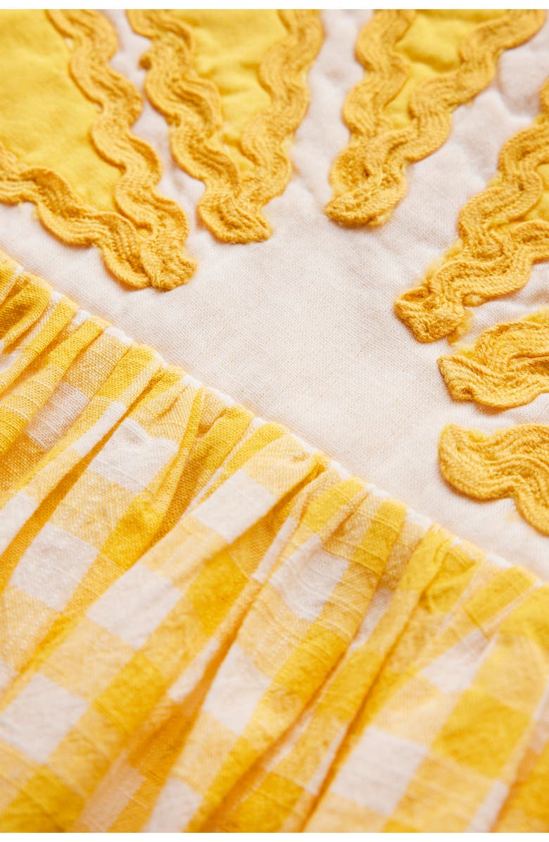 Mini Boden Kids' Novelty Fruit Strappy Gingham Dress, Alternate, color, Lemon Gingham