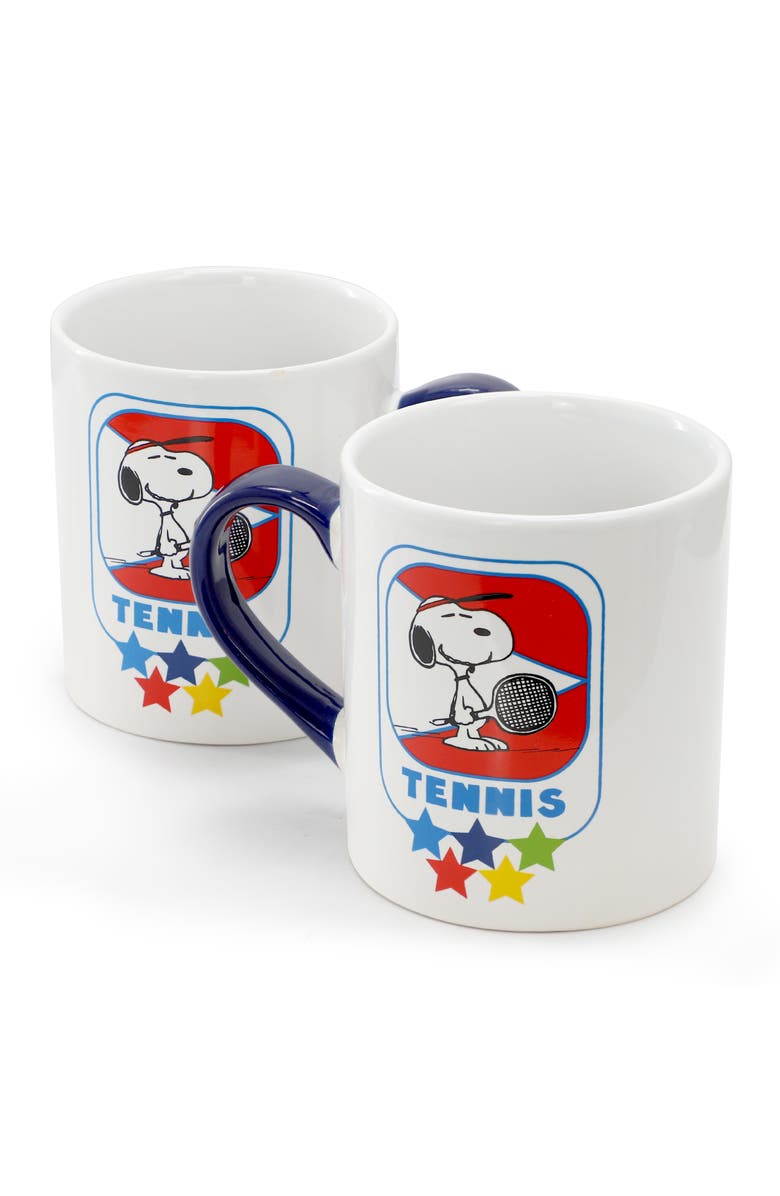 PEANUTS Best In Sports Tennis 4 Piece 19 Ounce Stoneware Mug Set, Alternate, color, White