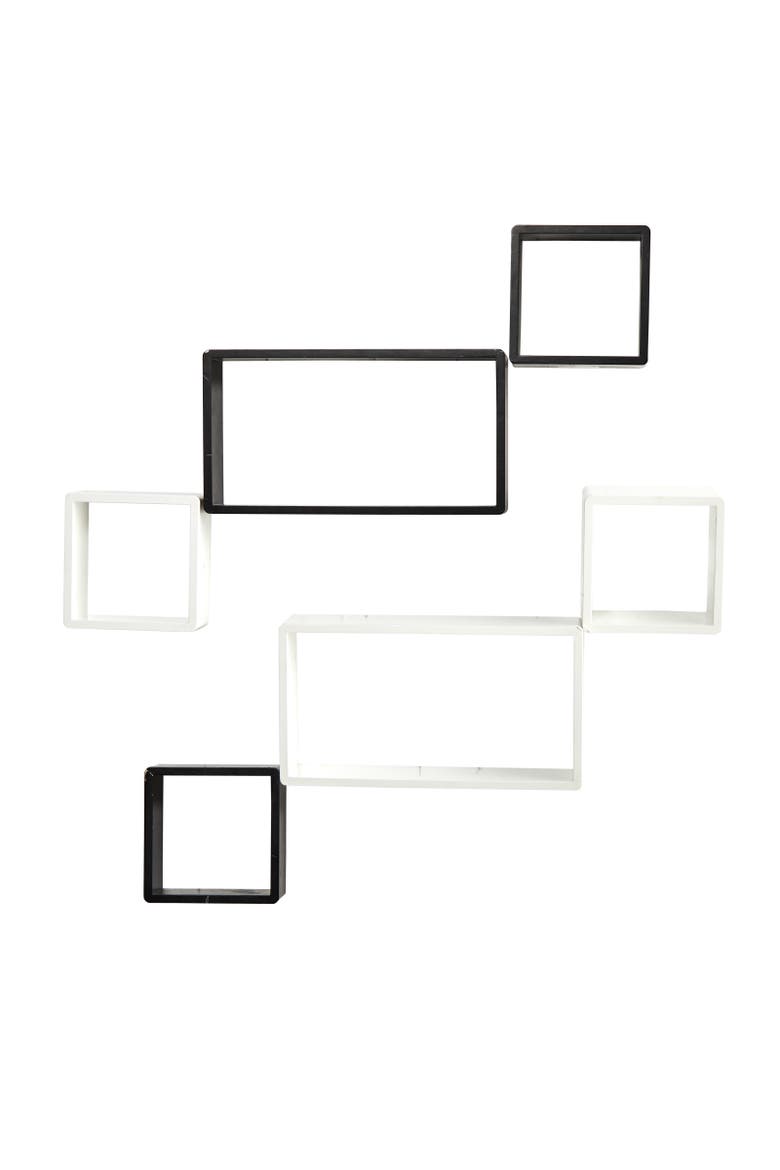 15-in Modern Wall Art Décor Floating Shelves, Main, color, Black/White