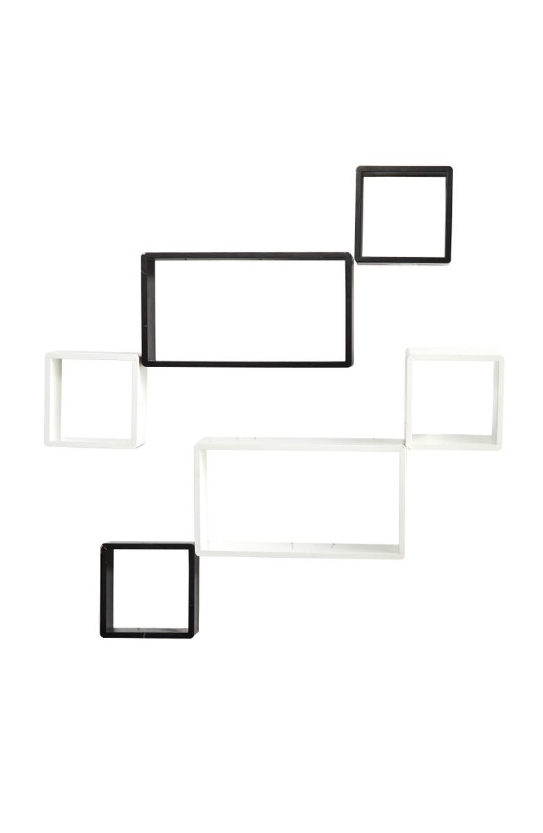 NEARLY NATURAL 15-in Modern Wall Art Décor Floating Shelves, Main, color, Black/White