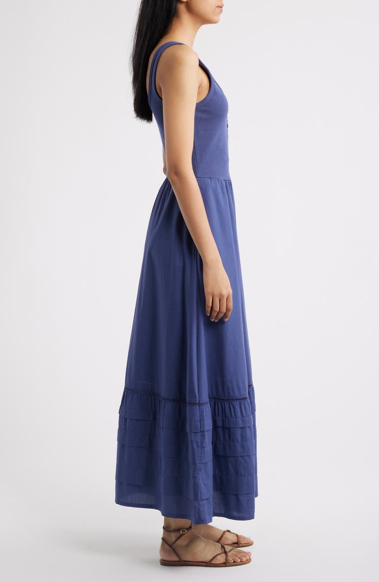 Marine Layer Lexi Rib & Poplin Sleeveless Midi Dress, Alternate, color, Navy