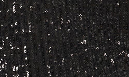 Chaus Sequin Mock Neck Long Sleeve Top In Black