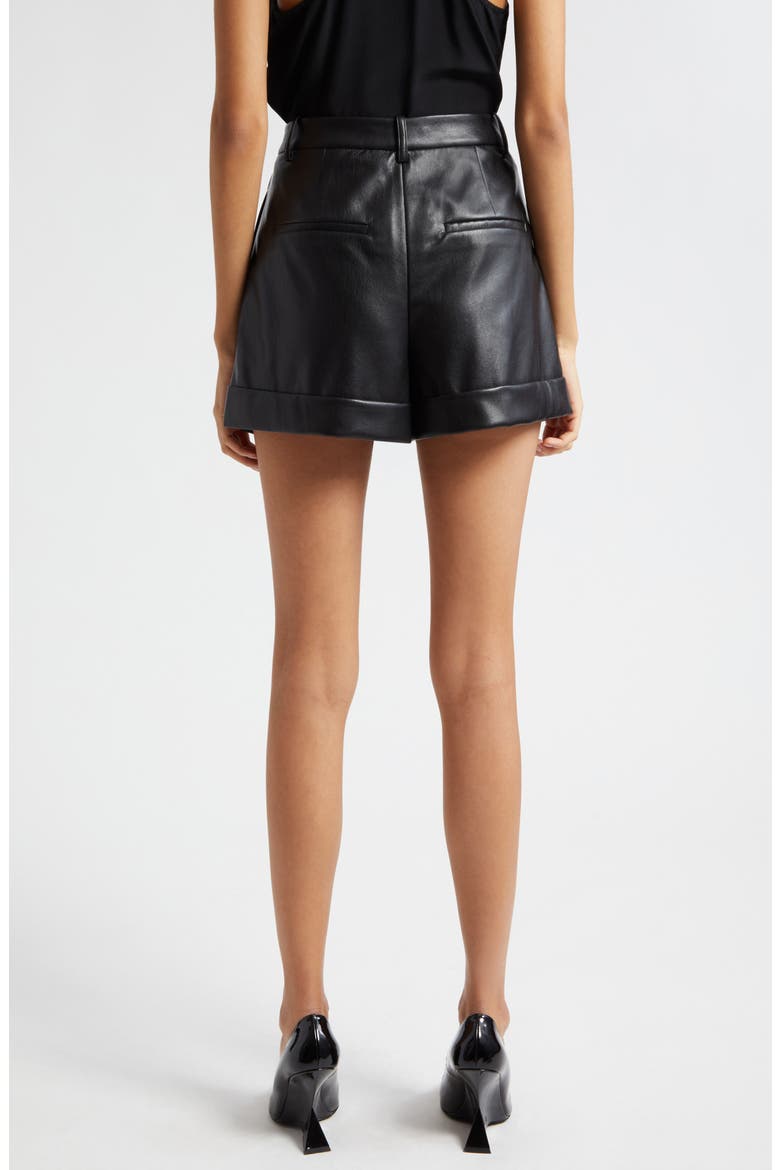 Conry Pleated Cuff Hem Faux Leather Shorts, Alternate, color, BLACK