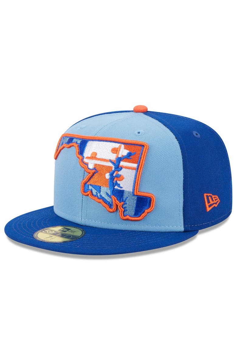 New Era Men's New Era Light Blue Aberdeen IronBirds Authentic Collection Alternate Logo 59FIFTY Fitted Hat, Alternate, color,