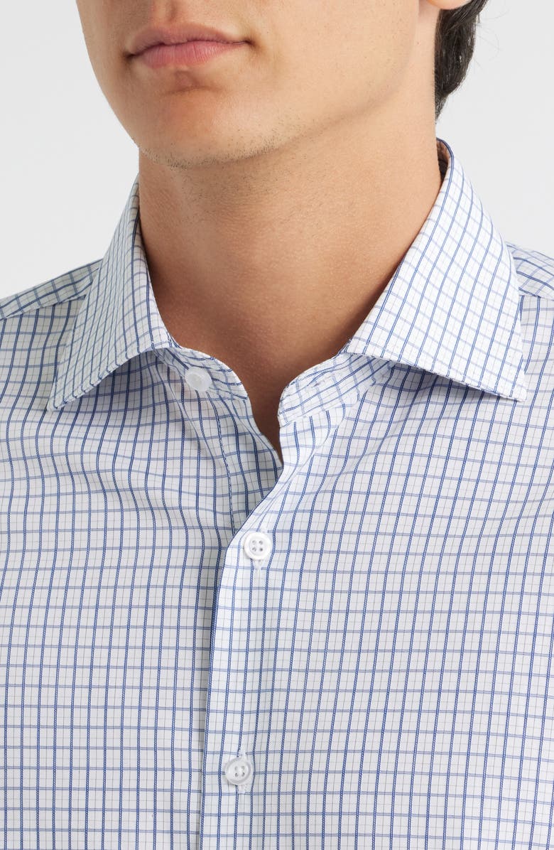 ZANETTI Plaid Dress Shirt, Alternate, color, Navy/ Char/ White