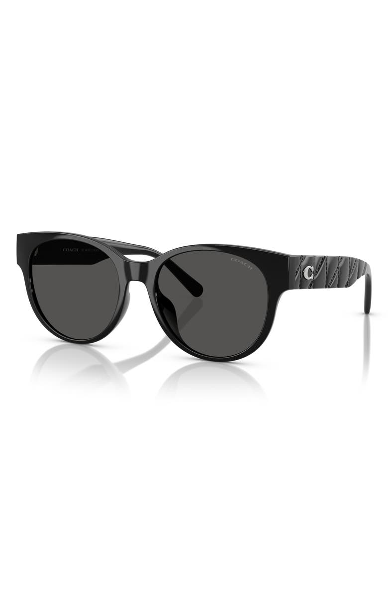 COACH 56mm Gradient Round Sunglasses, Alternate, color, Black / Grey Solid