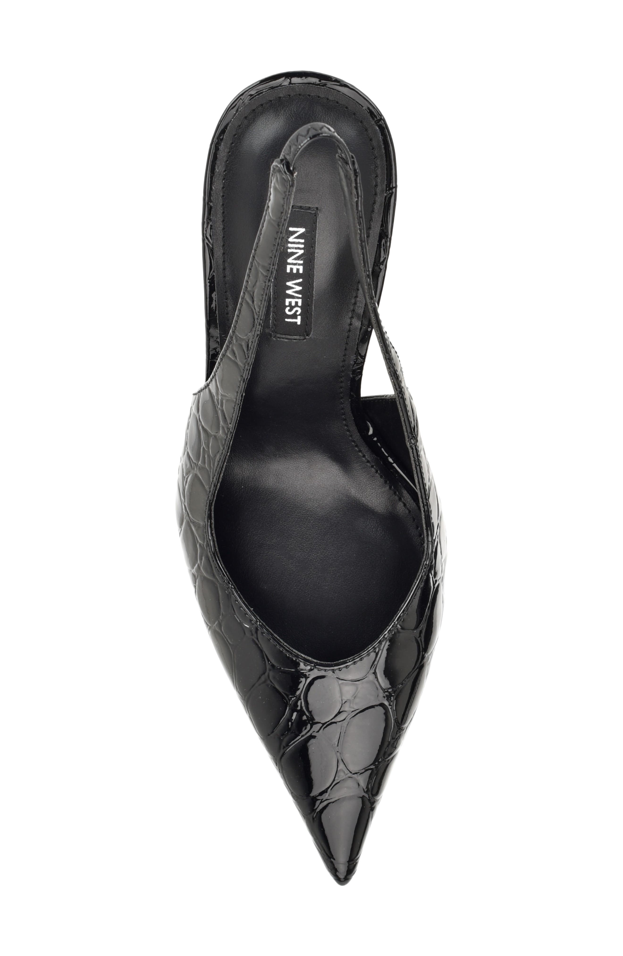 Gerts Slingback Pointed Toe Pump, Alternate, color, BLACK EMBOSSED CROC