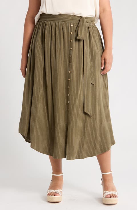 Stripe Pull-On Skirt (Plus)