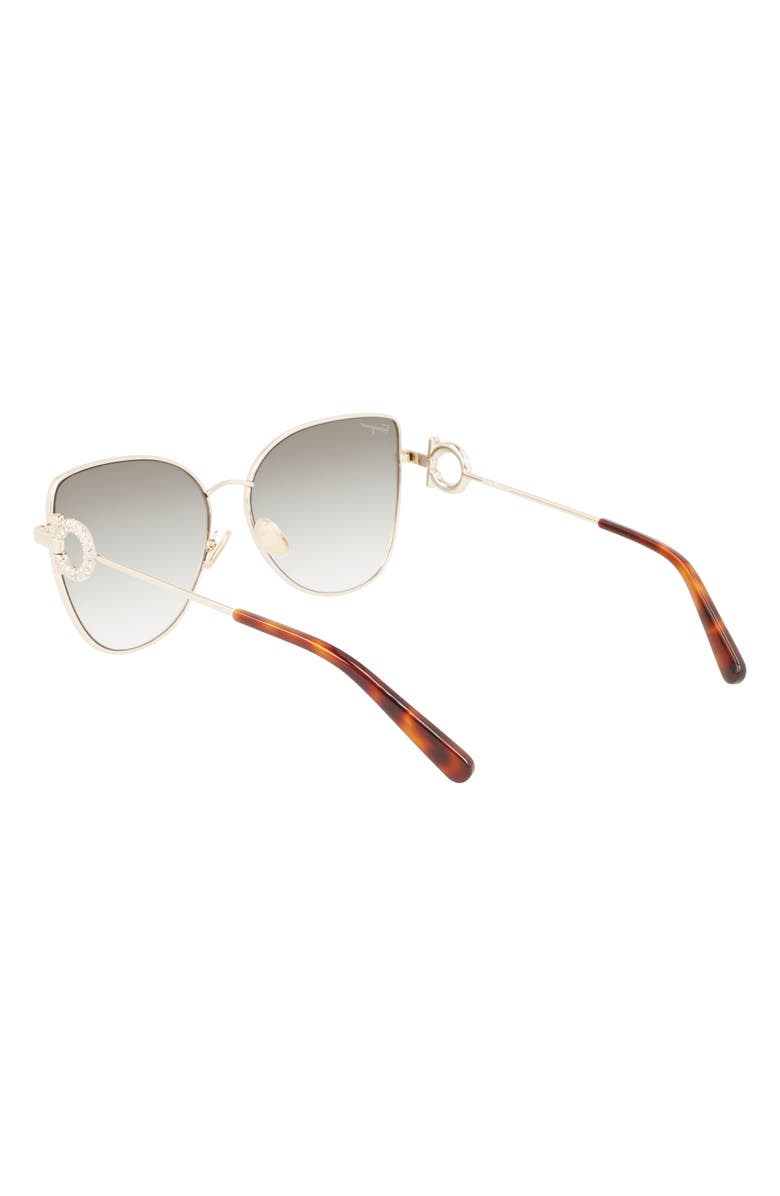 FERRAGAMO 60mm Gradient Cat Eye Sunglasses, Alternate, color, Gold/ Green Gradient