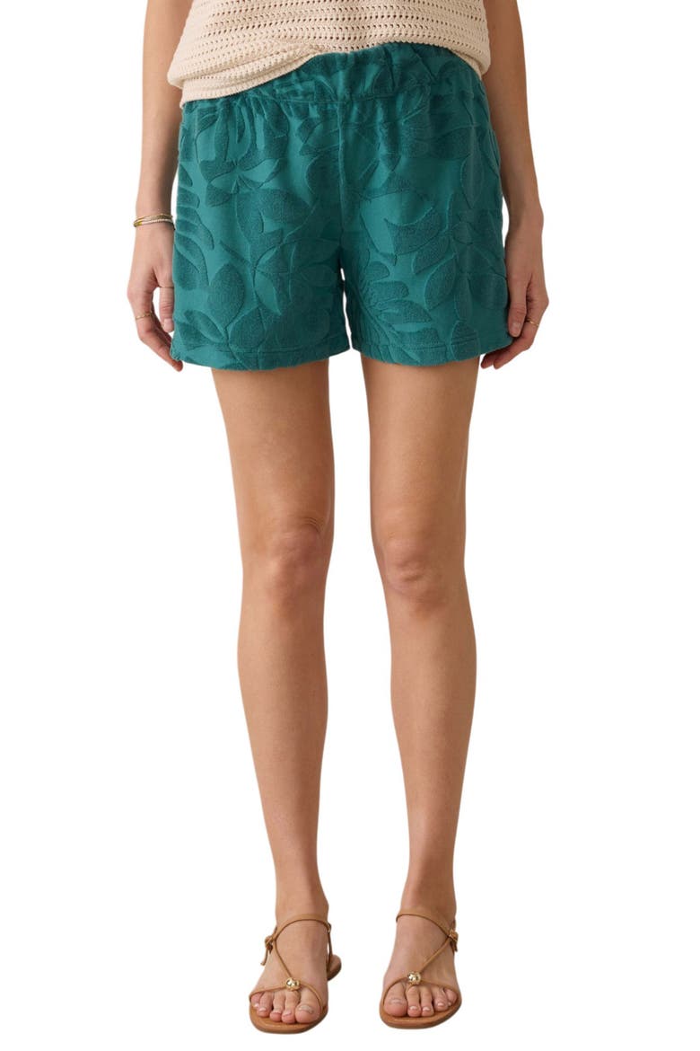 Cabana Terry Cloth Shorts, Main, color, EMERALD POOLSIDE FOLIAGE