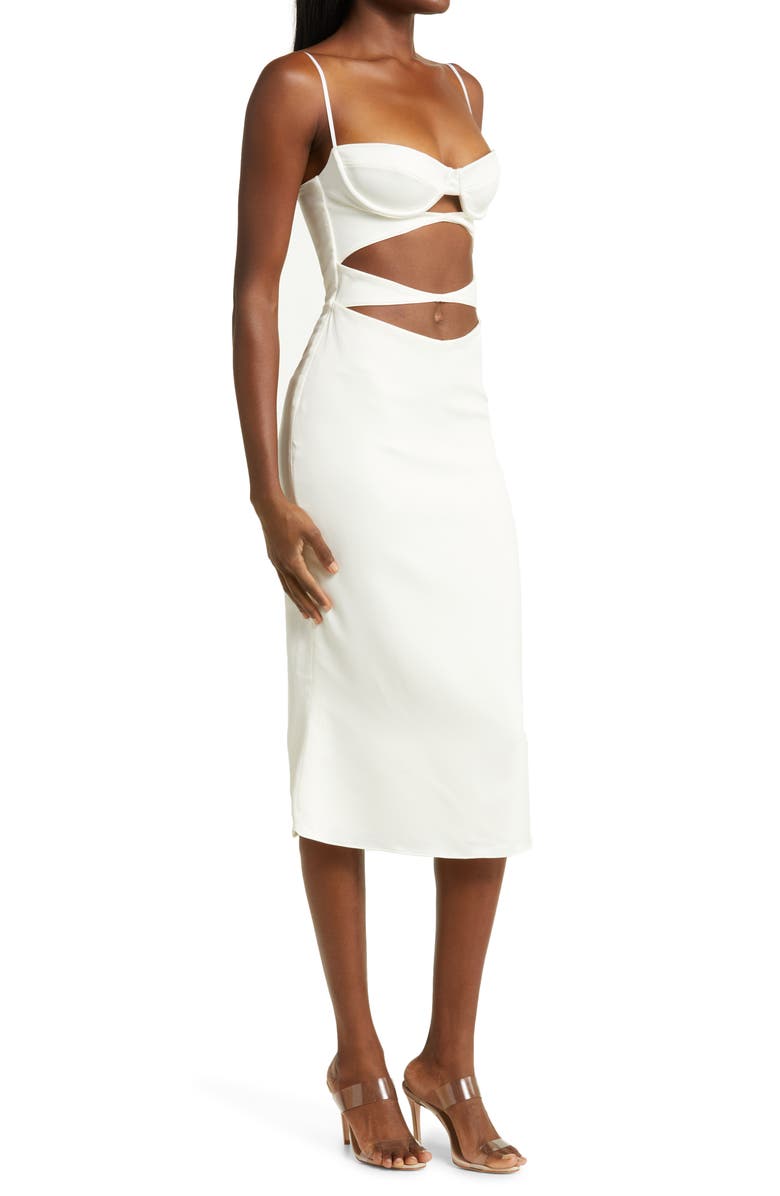 HOUSE OF CB Amalia Cutout Satin Body-Con Dress, Alternate, color,