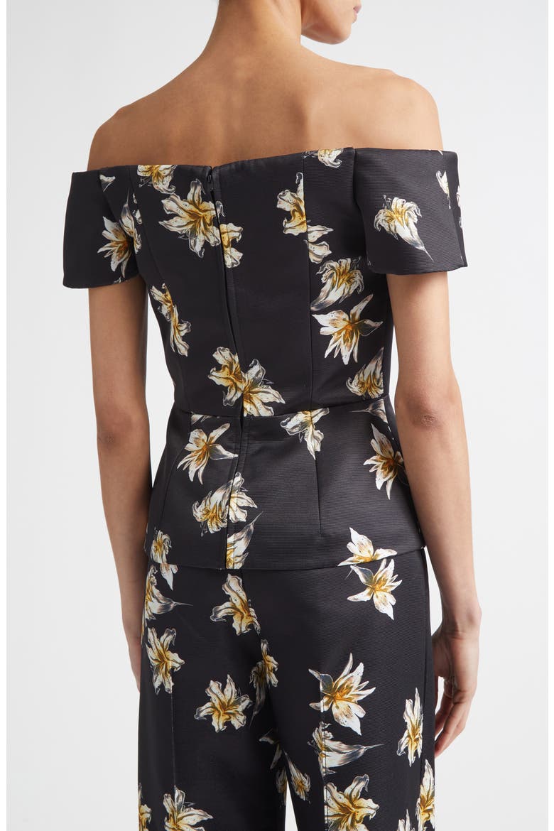 Souline Festive Lilies Peplum Top, Alternate, color, FESTIVE LILIES BLACK YELLOW