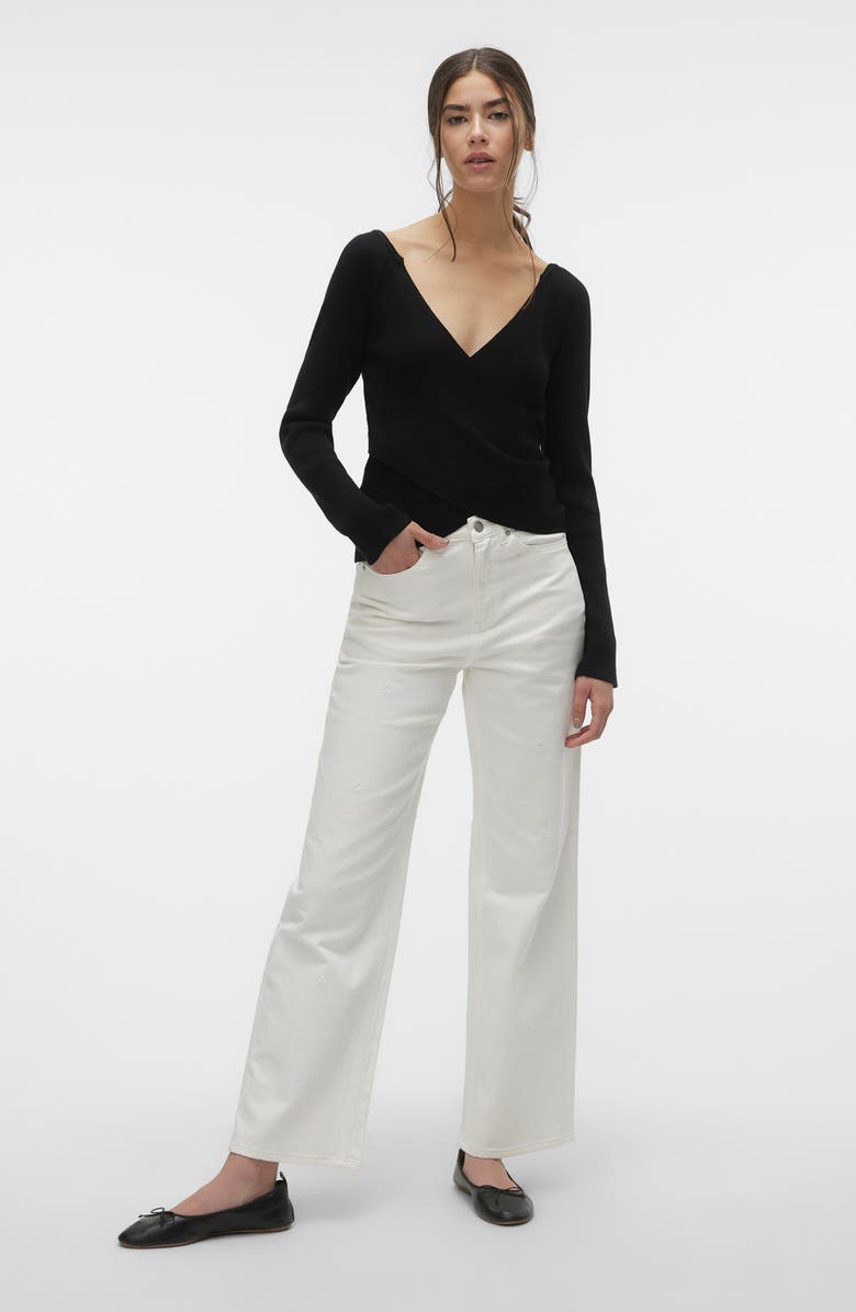 VERO MODA Willow Crisscross Pullover Sweater, Alternate, color, Black