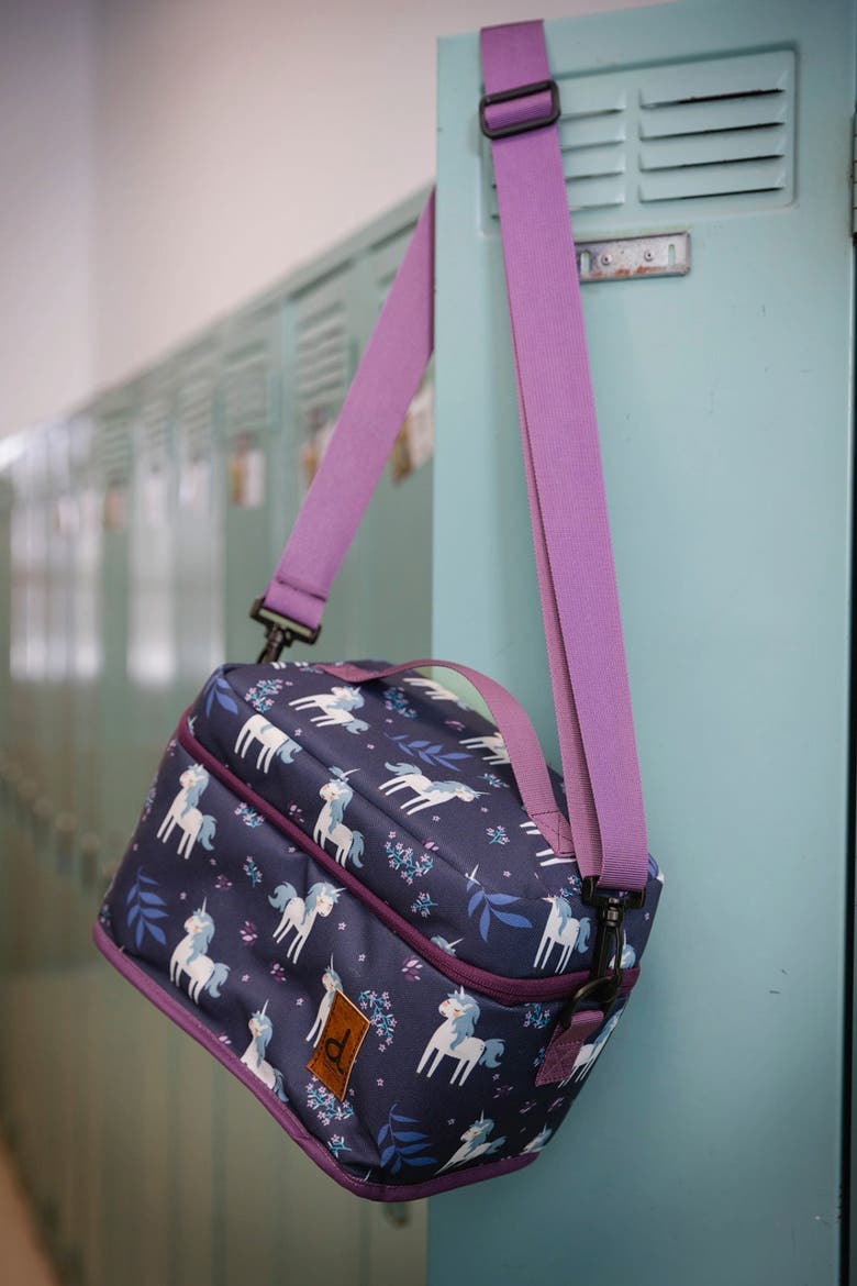 Unicorn Organized Spacious Lunch Box, Alternate, color, Blue and Purple Unicorn Print