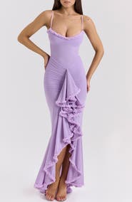 HOUSE OF CB Gabbi Ruffle Mesh High-Low Cocktail Dress