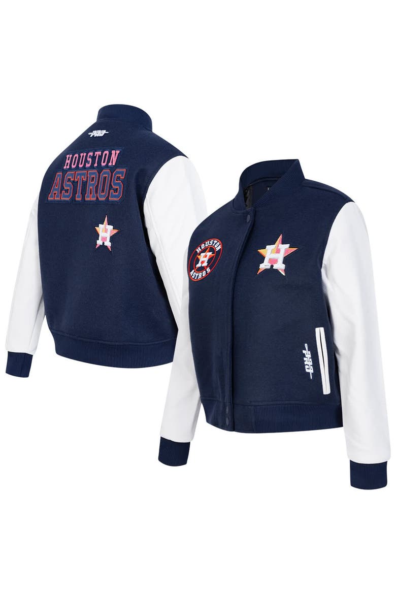 Women's Pro Standard Navy Houston Astros Game Day Classics Wool Varsity Jacket, Main, color, Navy