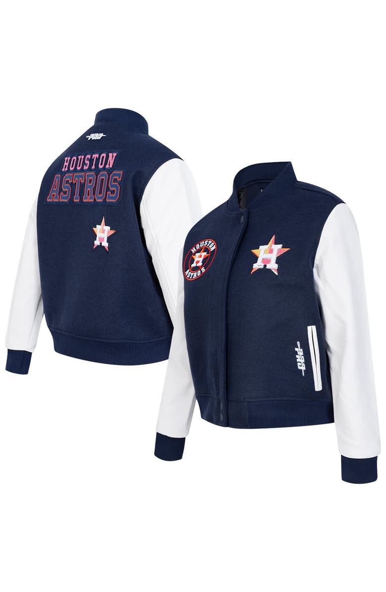 PRO STANDARD Women's Pro Standard Navy Houston Astros Game Day Classics Wool Varsity Jacket, Main, color, Navy