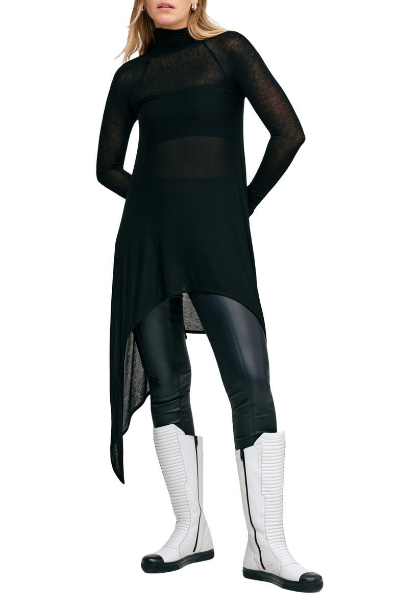 Marcella Asher Turtleneck Tunic Sweater, Main, color, Black