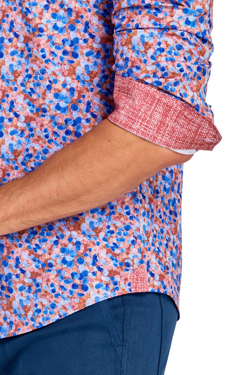 Brooklyn Brigade Slim Fit Micro Floral Recycled 4-Way Stretch Performance Long Sleeve Shirt, Alternate, color, Multi