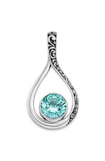 Samuel B. Sterling Silver Green Quartz Teardrop Pendant In Metallic