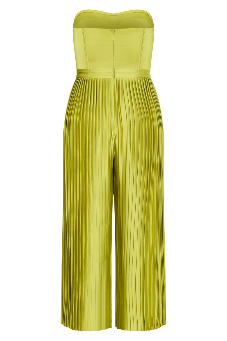 Pleated Satin Jumpsuit, Alternate, color, CHARTREUSE