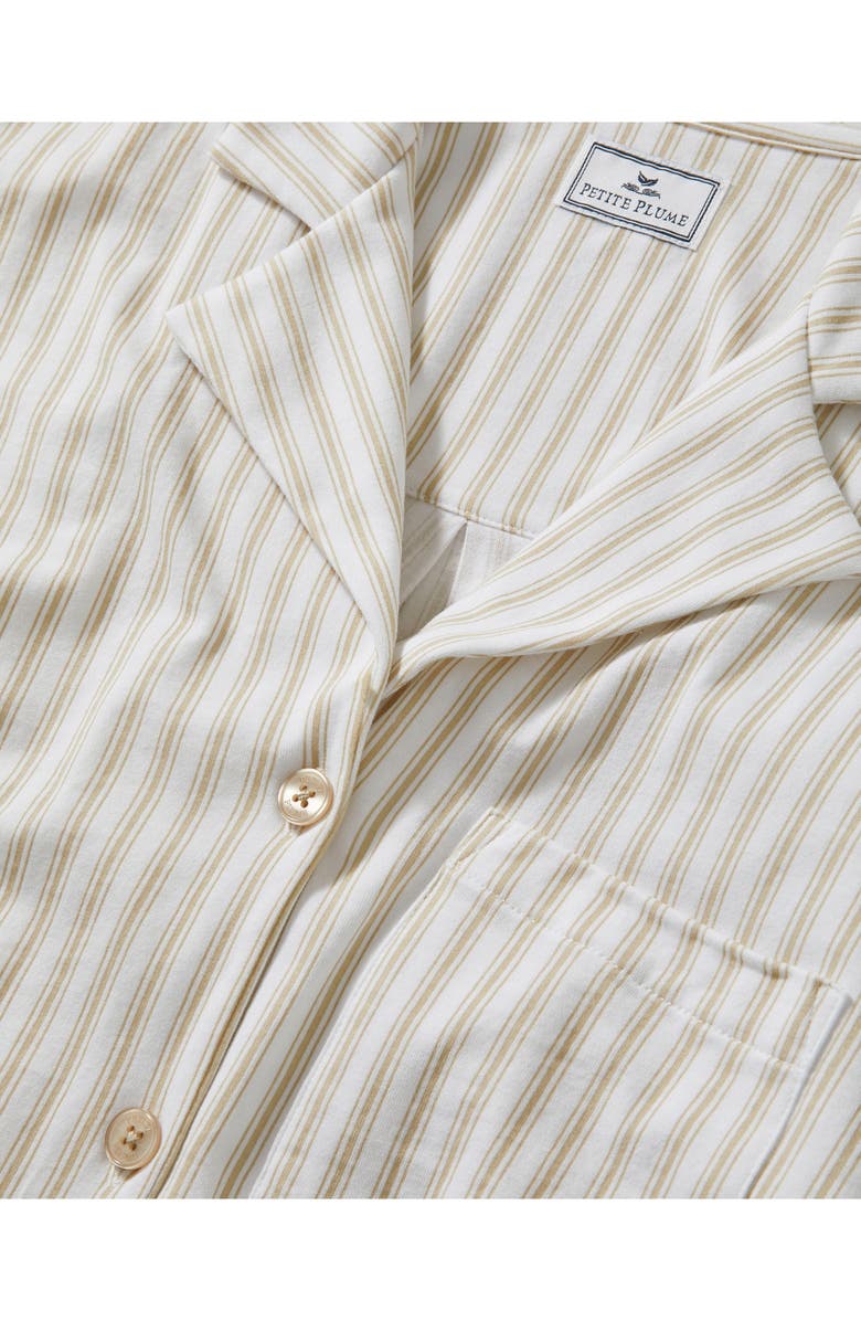 Petite Plume Olivia Stripe Pima Cotton Short Pajamas, Alternate, color, Beige