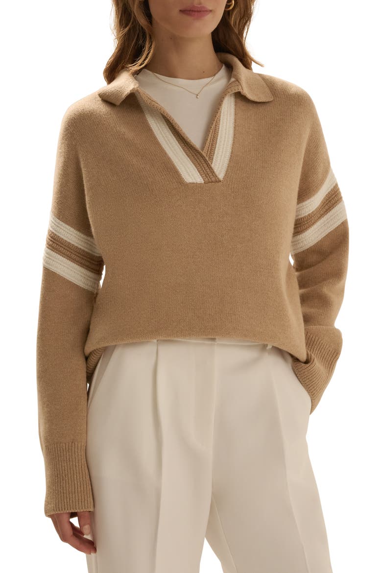 The Grace Polo Sweater, Main, color, CAMEL IVORY