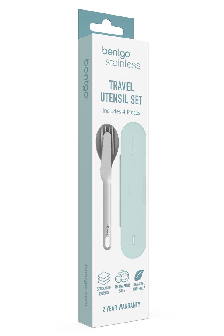 Stainless Steel Travel Utensil Set - Aqua, Alternate, color, AQUA