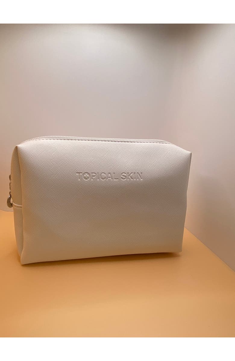 TOPICAL SKIN Vegan Saffiano Leather Classic Cosmetic Bag with zipper, Alternate, color, NO COLOR