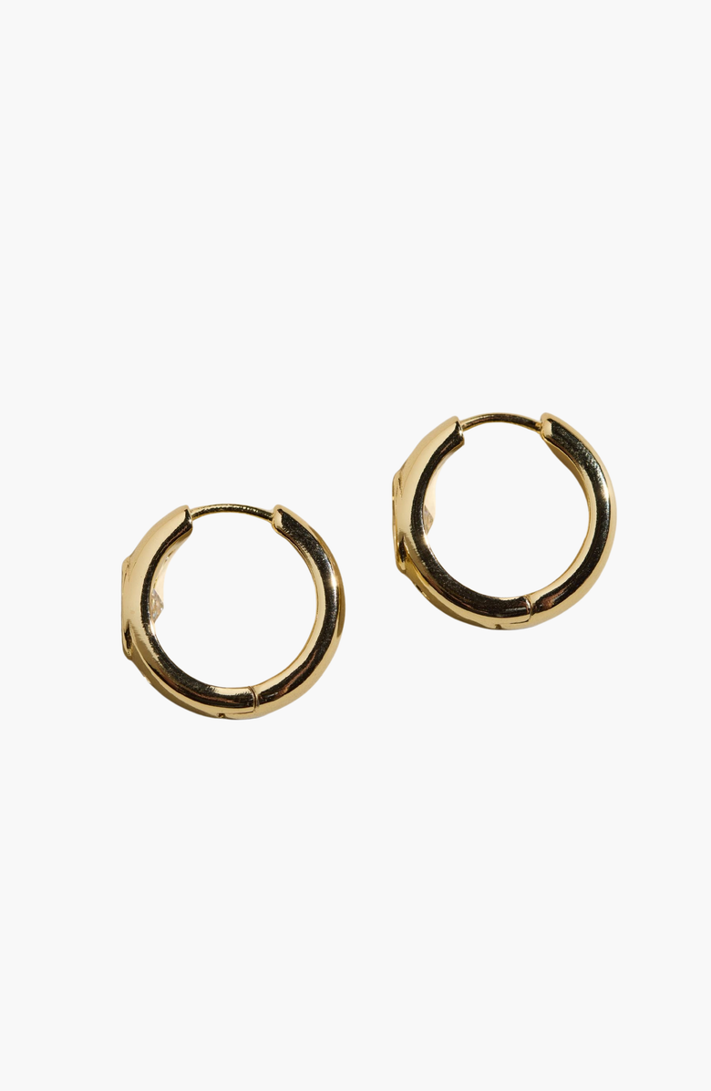 Nickel & Suede Wide CZ Bezel Hoop Earrings, Alternate, color, Gold