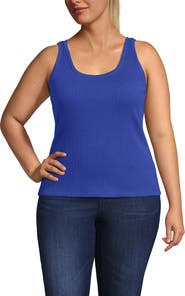 Lands' End Plus Size Pointelle Rib UNeck Tank