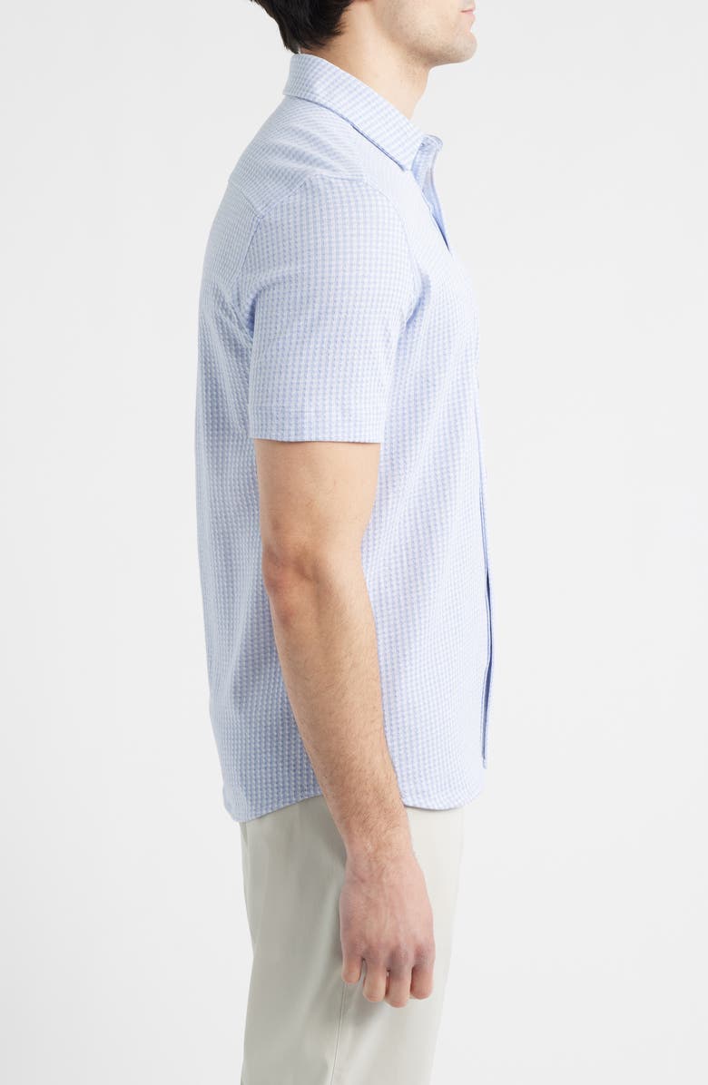 Johnston & Murphy Bennett Gingham Short Sleeve Button-Up Shirt, Alternate, color, Light Blue Gingham