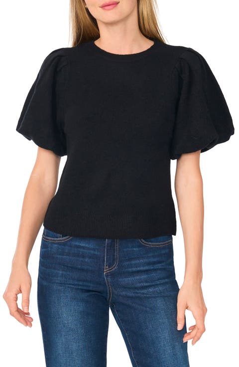 Puff Sleeve Crewneck Sweater