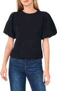 CeCe Puff Sleeve Crewneck Sweater