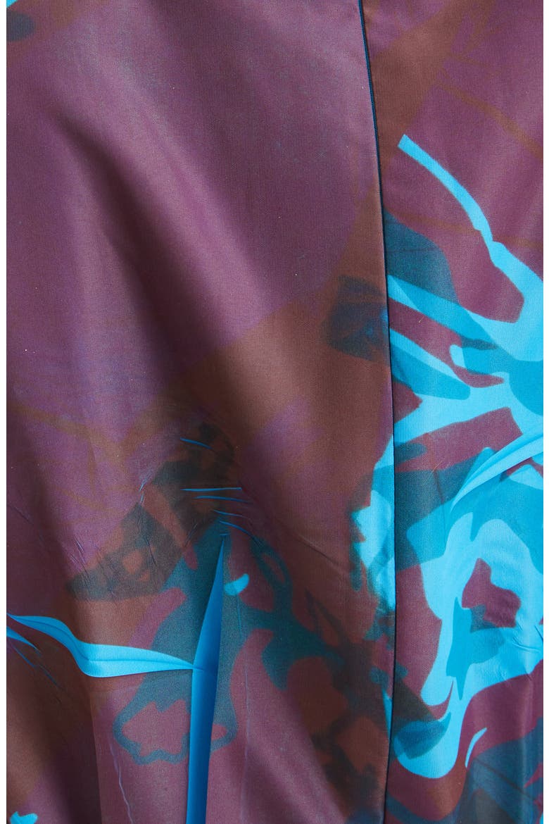 Floral Print Ruffle Collar Pleated Dress, Alternate, color, AZURE