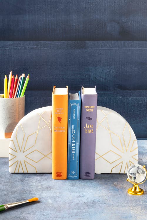 Gauri Kohli Enchant Marble Bookends In White